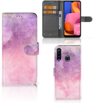 B2Ctelecom Telefoonhoesje Samsung Galaxy A20s Flipcase Pink Purple Paint