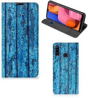 B2Ctelecom Telefoonhoesje Samsung Galaxy A20s Magnet Case Wood Blue