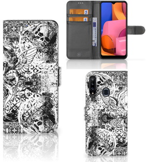 B2Ctelecom Telefoonhoesje Samsung Galaxy A20s Wallet Book Case Skulls Angel