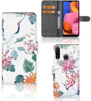 B2Ctelecom Telefoonhoesje Samsung Galaxy A20s Wallet Bookcase Bird Flowers