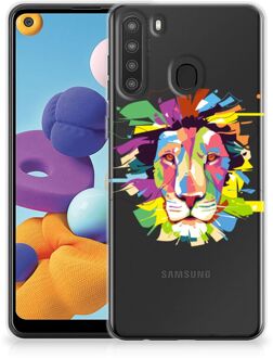 B2Ctelecom Telefoonhoesje Samsung Galaxy A21 Back Cover Siliconen Hoesje Super als Cadeautjes voor Jongens Lion Color