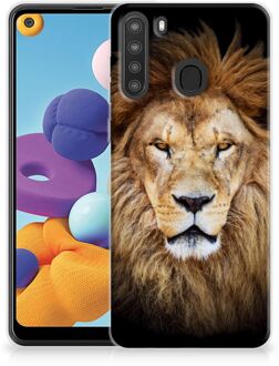 B2Ctelecom Telefoonhoesje Samsung Galaxy A21 Hippe Hoesjes Customize Super als Vaderdag Cadeau Leeuw