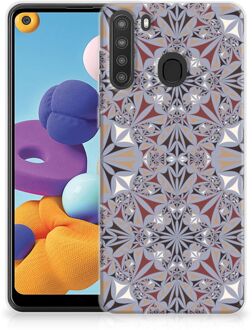 B2Ctelecom Telefoonhoesje Samsung Galaxy A21 Hoesje Flower Tiles