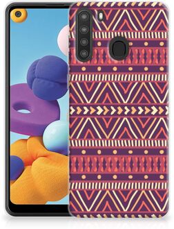 B2Ctelecom Telefoonhoesje Samsung Galaxy A21 Leuk TPU Backcase Aztec Purple