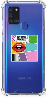 B2Ctelecom Telefoonhoesje  Samsung Galaxy A21s Anti Shock Bumper Case met transparante rand Popart Princess