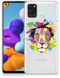 B2Ctelecom Telefoonhoesje Samsung Galaxy A21s Back Cover Siliconen Hoesje Super als Cadeautjes voor Jongens Lion Color