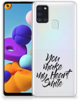 B2Ctelecom Telefoonhoesje Samsung Galaxy A21s Backcover Soft Siliconen Hoesje Heart Smile