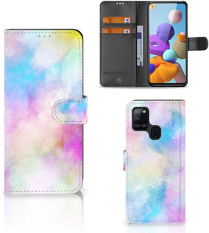 B2Ctelecom Telefoonhoesje Samsung Galaxy A21s Bookcase Personaliseren Watercolor Light