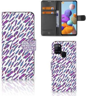 B2Ctelecom Telefoonhoesje Samsung Galaxy A21s Flip Cover Feathers Color