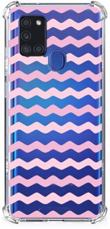 B2Ctelecom Telefoonhoesje  Samsung Galaxy A21s Foto hoesje met transparante rand Waves Roze