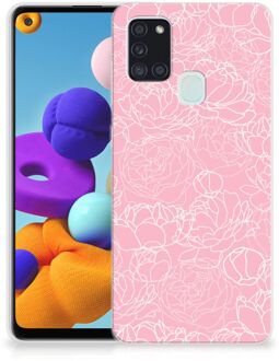 B2Ctelecom Telefoonhoesje Samsung Galaxy A21s Hoesje Witte Bloemen