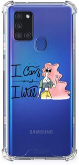 B2Ctelecom Telefoonhoesje  Samsung Galaxy A21s Leuk Case met transparante rand i Can