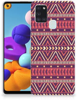 B2Ctelecom Telefoonhoesje Samsung Galaxy A21s Leuk TPU Backcase Aztec Purple