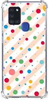 B2Ctelecom Telefoonhoesje  Samsung Galaxy A21s Mapje met transparante rand Dots