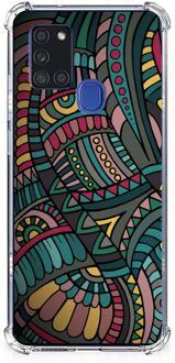 B2Ctelecom Telefoonhoesje  Samsung Galaxy A21s Telefoon Hoesje met transparante rand Aztec