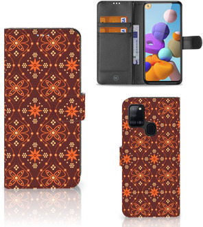 B2Ctelecom Telefoonhoesje Samsung Galaxy A21s Wallet Book Case Batik Brown