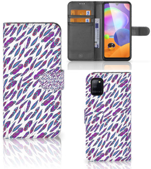 B2Ctelecom Telefoonhoesje Samsung Galaxy A31 Flip Cover Feathers Color