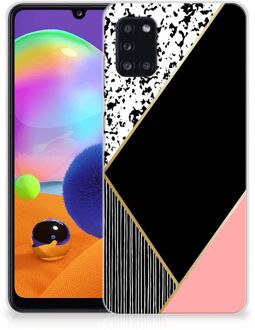 B2Ctelecom Telefoonhoesje Samsung Galaxy A31 TPU Silicone Hoesje Black Pink Shapes