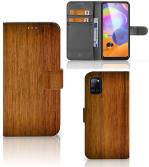 B2Ctelecom Telefoonhoesje Samsung Galaxy A31 Wallet Book Case Donker Hout