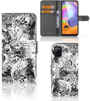 B2Ctelecom Telefoonhoesje Samsung Galaxy A31 Wallet Book Case Skulls Angel