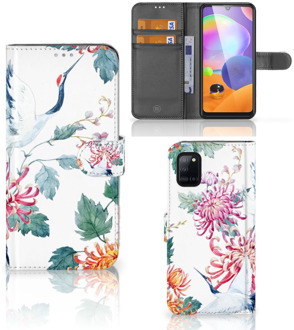 B2Ctelecom Telefoonhoesje Samsung Galaxy A31 Wallet Bookcase Bird Flowers