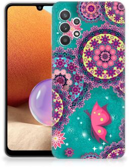 B2Ctelecom Telefoonhoesje Samsung Galaxy A32 4G Back Cover Siliconen Hoesje Cirkels en Vlinders