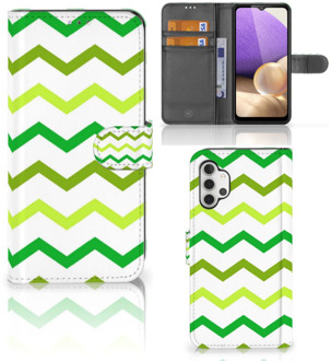 B2Ctelecom Telefoonhoesje Samsung Galaxy A32 4G Flip Case Zigzag Groen