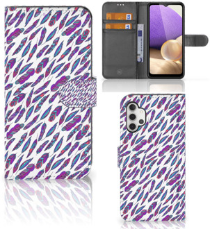 B2Ctelecom Telefoonhoesje Samsung Galaxy A32 4G Flip Cover Feathers Color