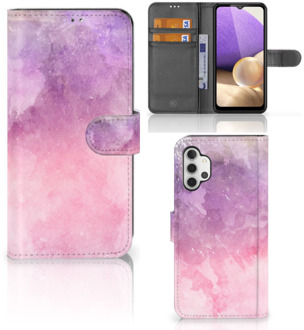 B2Ctelecom Telefoonhoesje Samsung Galaxy A32 4G Flipcase Pink Purple Paint