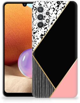 B2Ctelecom Telefoonhoesje Samsung Galaxy A32 4G TPU Silicone Hoesje Black Pink Shapes