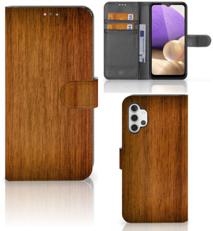 B2Ctelecom Telefoonhoesje Samsung Galaxy A32 4G Wallet Book Case Donker Hout