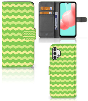 B2Ctelecom Telefoonhoesje Samsung Galaxy A32 5G Book Case Waves Green