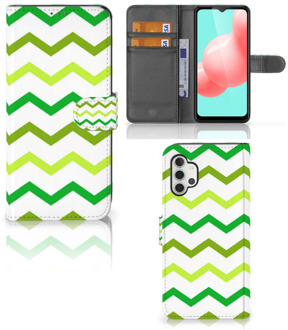 B2Ctelecom Telefoonhoesje Samsung Galaxy A32 5G Flip Case Zigzag Groen