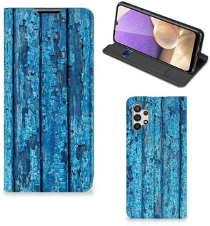 B2Ctelecom Telefoonhoesje Samsung Galaxy A32 5G Magnet Case Wood Blue