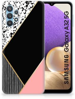 B2Ctelecom Telefoonhoesje Samsung Galaxy A32 5G TPU Silicone Hoesje Black Pink Shapes