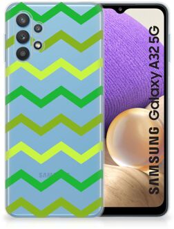 B2Ctelecom Telefoonhoesje Samsung Galaxy A32 5G TPU Siliconen Hoesje met Foto Zigzag Groen