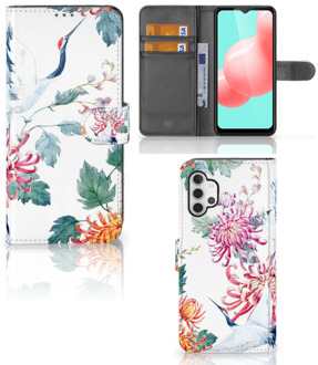 B2Ctelecom Telefoonhoesje Samsung Galaxy A32 5G Wallet Bookcase Bird Flowers