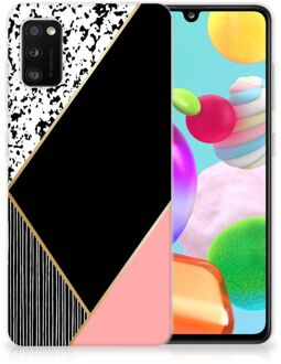 B2Ctelecom Telefoonhoesje Samsung Galaxy A41 TPU Silicone Hoesje Black Pink Shapes