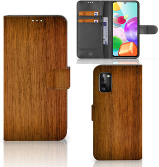 B2Ctelecom Telefoonhoesje Samsung Galaxy A41 Wallet Book Case Donker Hout