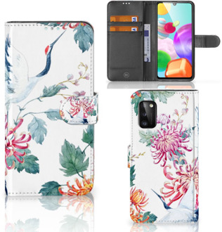 B2Ctelecom Telefoonhoesje Samsung Galaxy A41 Wallet Bookcase Bird Flowers