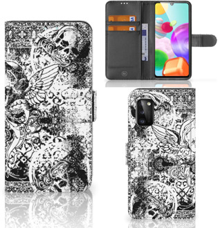 B2Ctelecom Telefoonhoesje Samsung Galaxy A41 Wallet Case Skulls Angel