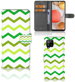 B2Ctelecom Telefoonhoesje Samsung Galaxy A42 5G Flip Case Zigzag Groen