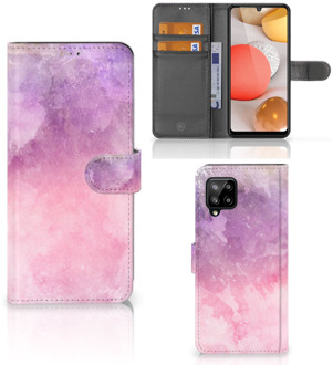 B2Ctelecom Telefoonhoesje Samsung Galaxy A42 5G Flipcase Pink Purple Paint