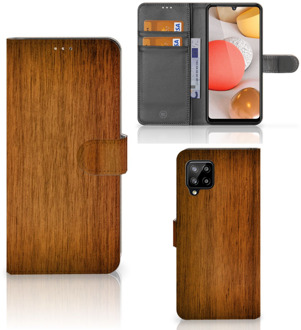 B2Ctelecom Telefoonhoesje Samsung Galaxy A42 5G Wallet Book Case Donker Hout