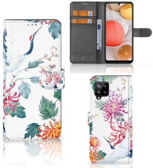 B2Ctelecom Telefoonhoesje Samsung Galaxy A42 5G Wallet Bookcase Bird Flowers