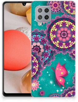 B2Ctelecom Telefoonhoesje Samsung Galaxy A42 Back Cover Siliconen Hoesje Cirkels en Vlinders