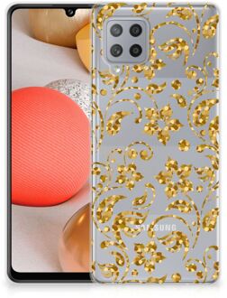 B2Ctelecom Telefoonhoesje Samsung Galaxy A42 Back Cover Siliconen Hoesje Gouden Bloemen