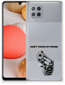 B2Ctelecom Telefoonhoesje Samsung Galaxy A42 Back Cover Siliconen Hoesje Transparant Gun Don't Touch My Phone