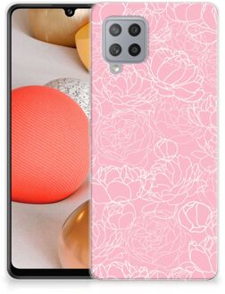 B2Ctelecom Telefoonhoesje Samsung Galaxy A42 Hoesje Witte Bloemen