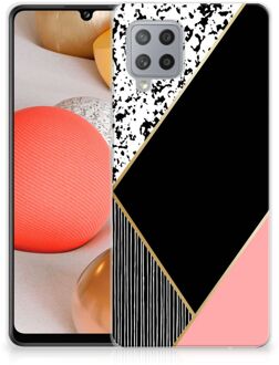 B2Ctelecom Telefoonhoesje Samsung Galaxy A42 TPU Silicone Hoesje Black Pink Shapes